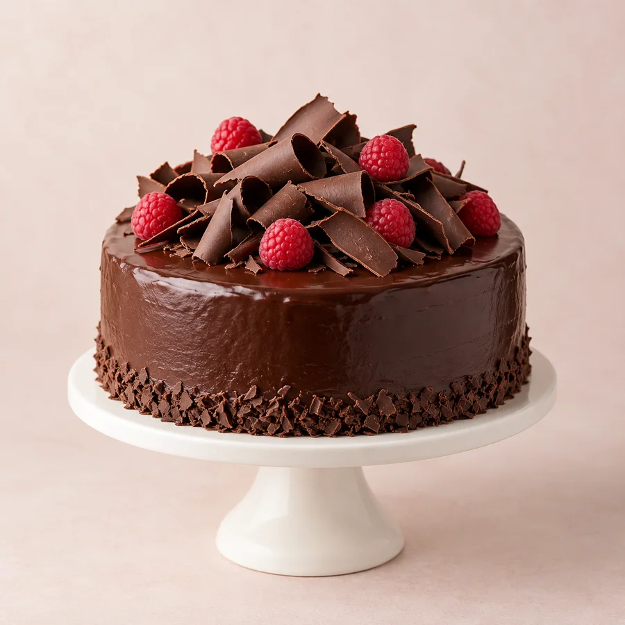 Chocolate & raspberry cake — view 1